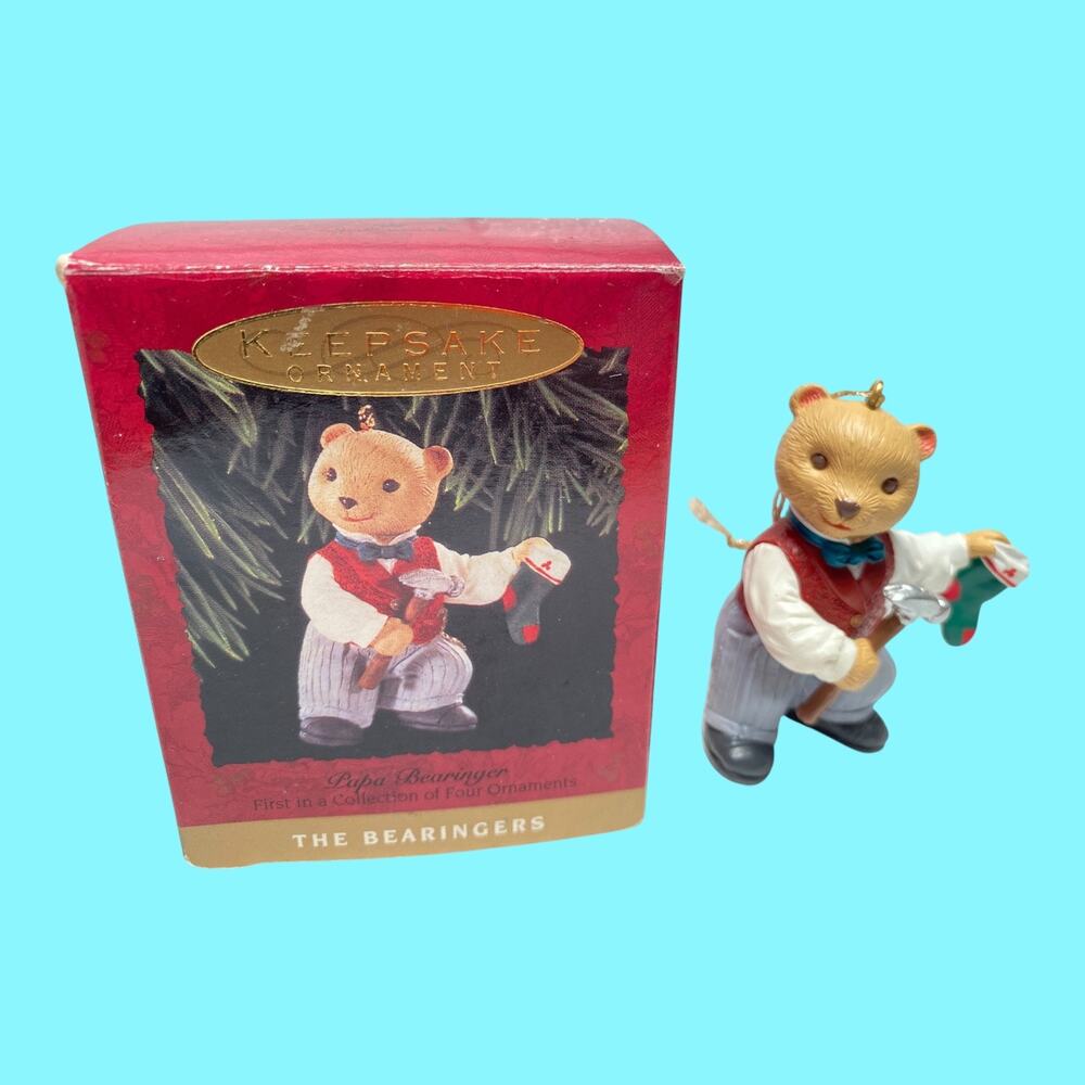 Vtg 1998 Bearinger Bear Hallmark Christmas Ornament First in Collection of 4